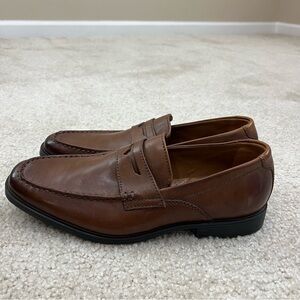Clarks Collection Men Brown Cushion Toe Tilden Way  Leather Loafers Shoes Men 9,